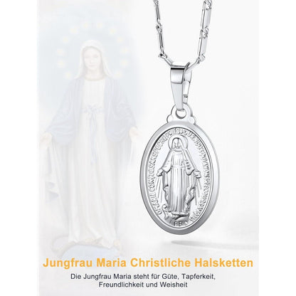 U7 Jungfrau Maria Kette aus Messing Halskette 925 Silber