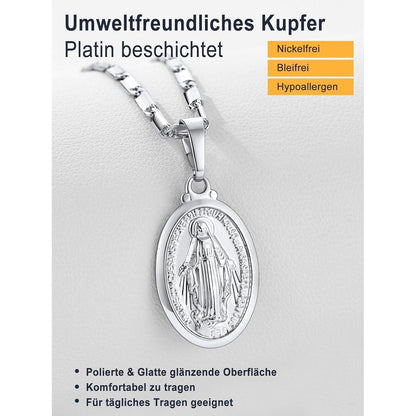 U7 Jungfrau Maria Kette aus Messing Halskette 925 Silber