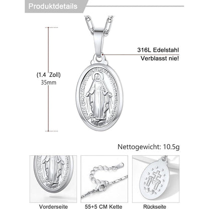 U7 Jungfrau Maria Kette aus Messing Halskette 925 Silber