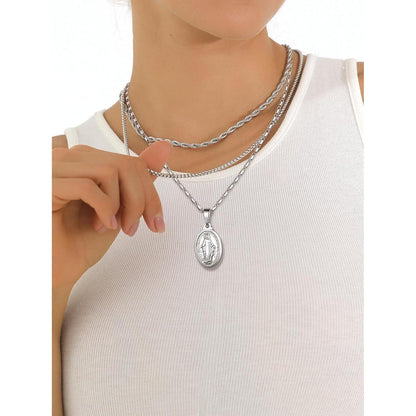U7 Jungfrau Maria Kette aus Messing Halskette 925 Silber
