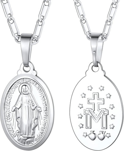 Jungfrau Maria Messing Silber Halskette Modeschmuck
