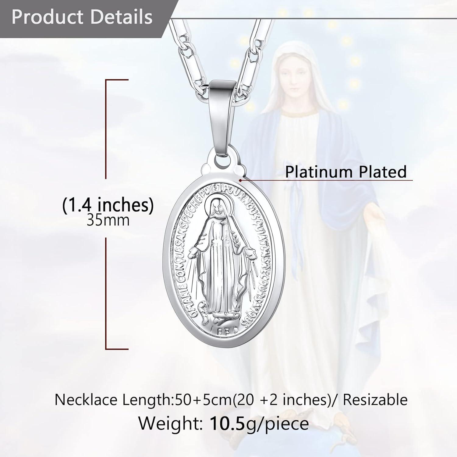U7 Jungfrau Maria Kette Halskette aus Messing/Sterling Silber 925 Ovalanhänger