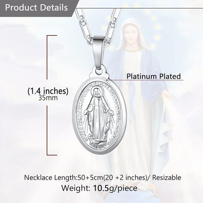 U7 Jungfrau Maria Kette Halskette aus Messing/Sterling Silber 925 Ovalanhänger