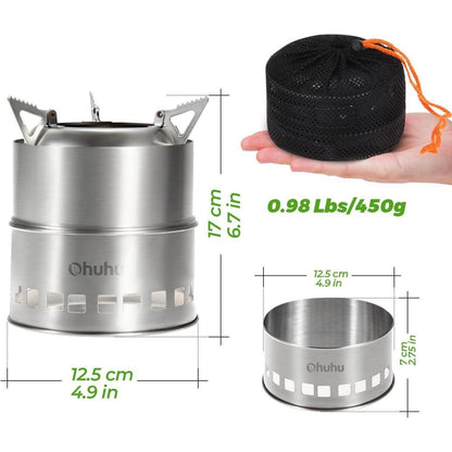 Hobo Kocher Camping Outdoor Ofen aus Edelstahl mit