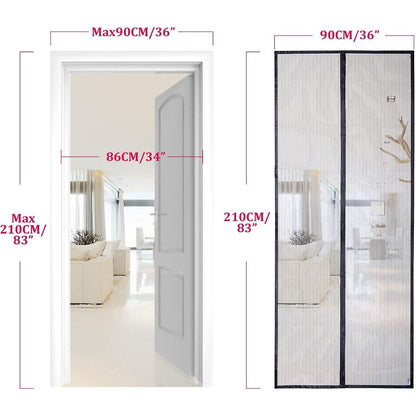 Fliegengitter Tür Magnet Insektenschutz 90x210cm Schwarz
