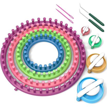 Strickring Set mit 4 Größen, Häkelnadel & Bommel-Maker