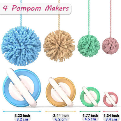 Strickring Set mit 4 Größen, Häkelnadel & Bommel-Maker