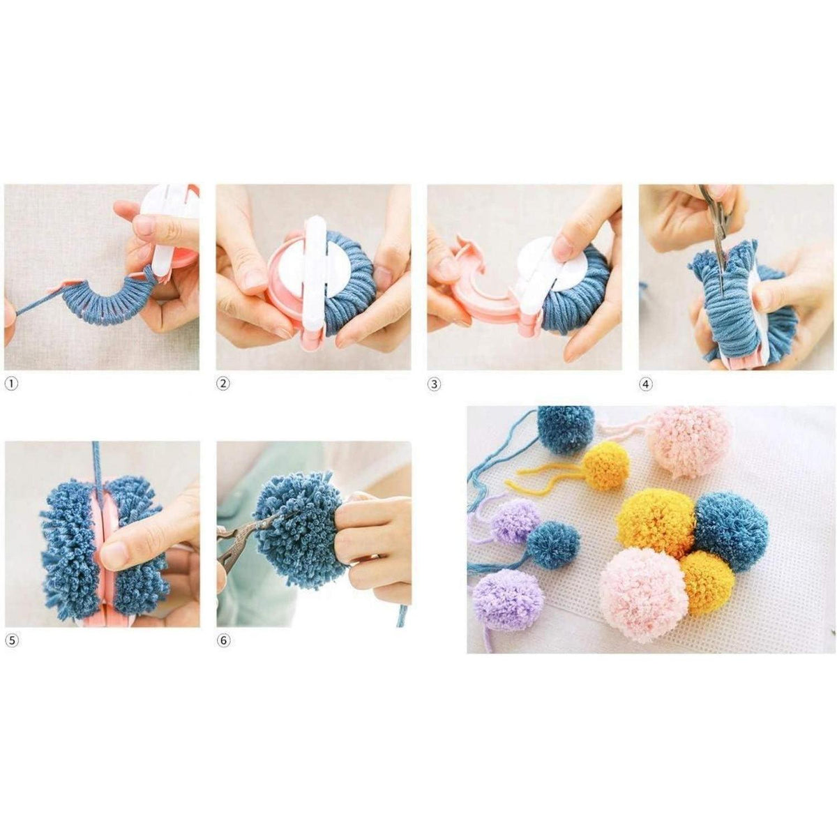 Strickring Set mit 4 Größen, Häkelnadel & Bommel-Maker