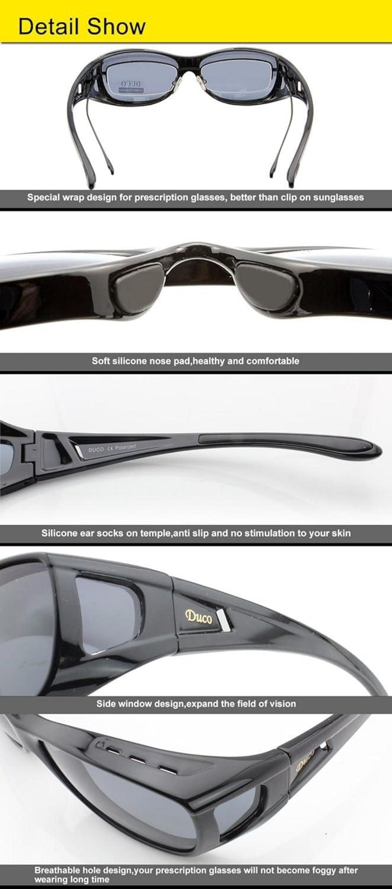 Polarisierte Überbrille DUCO für Brillenträger UV400 Schwarz Grau M