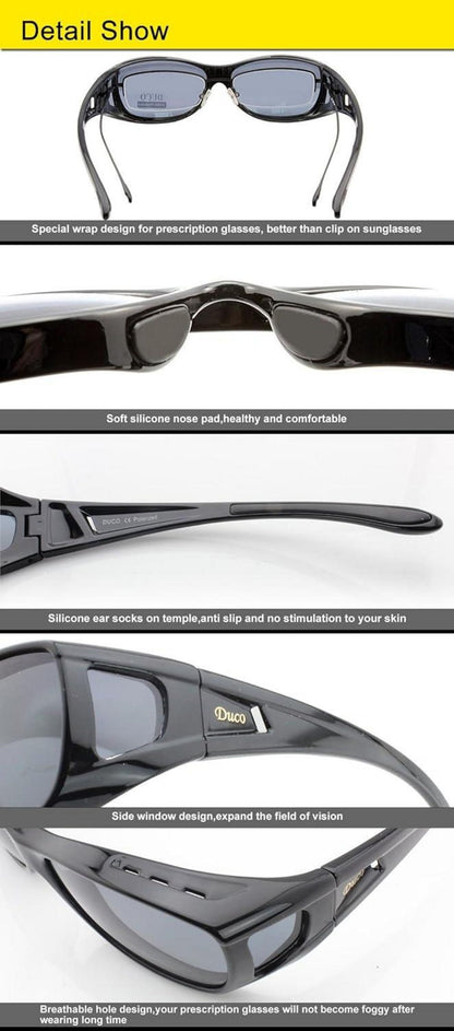 Polarisierte Überbrille DUCO für Brillenträger UV400 Schwarz Grau M