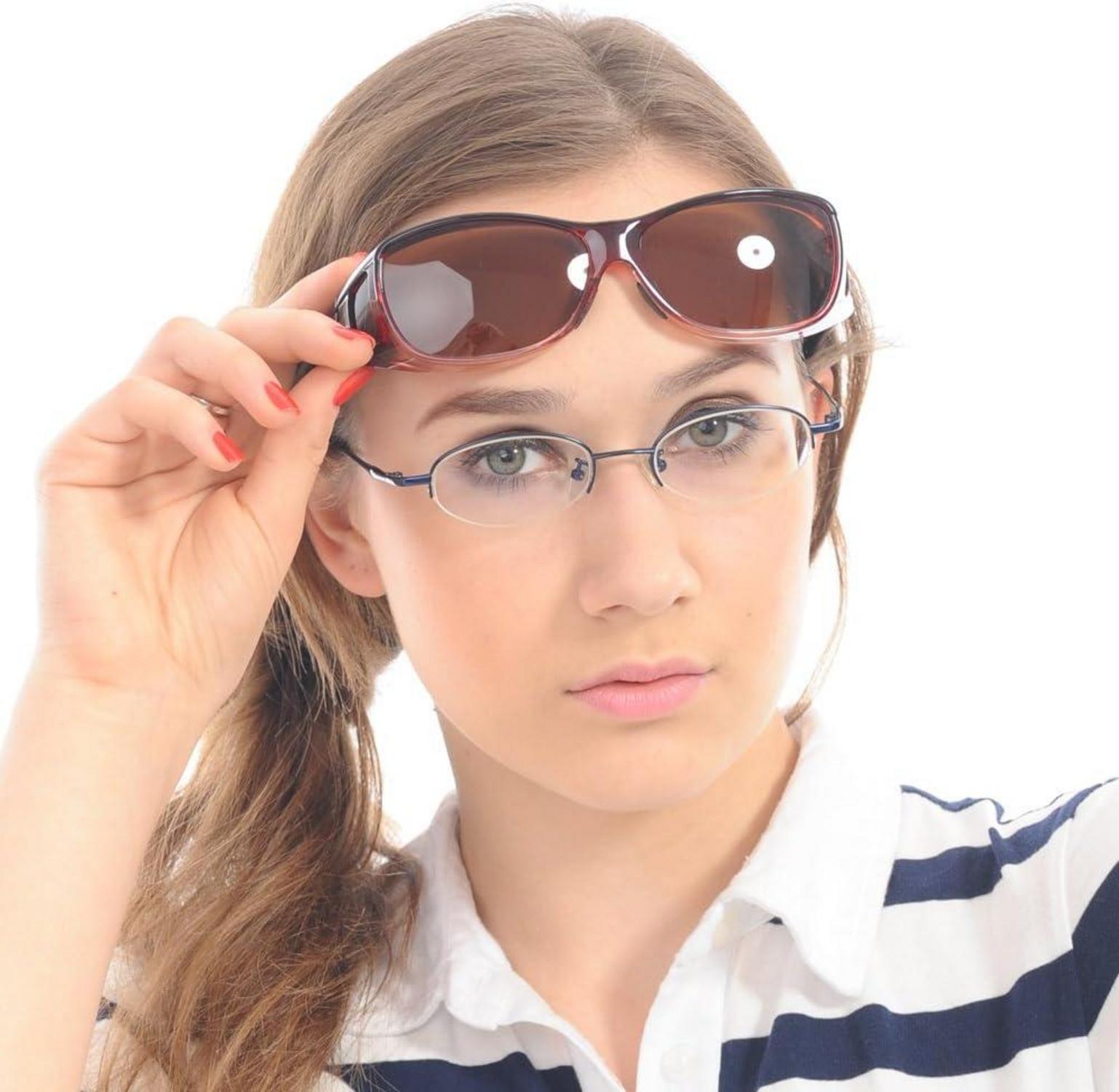 Polarisierte Sonnenbrille UV400 Schutz Überbrille für Brillenträger - Wein Rot