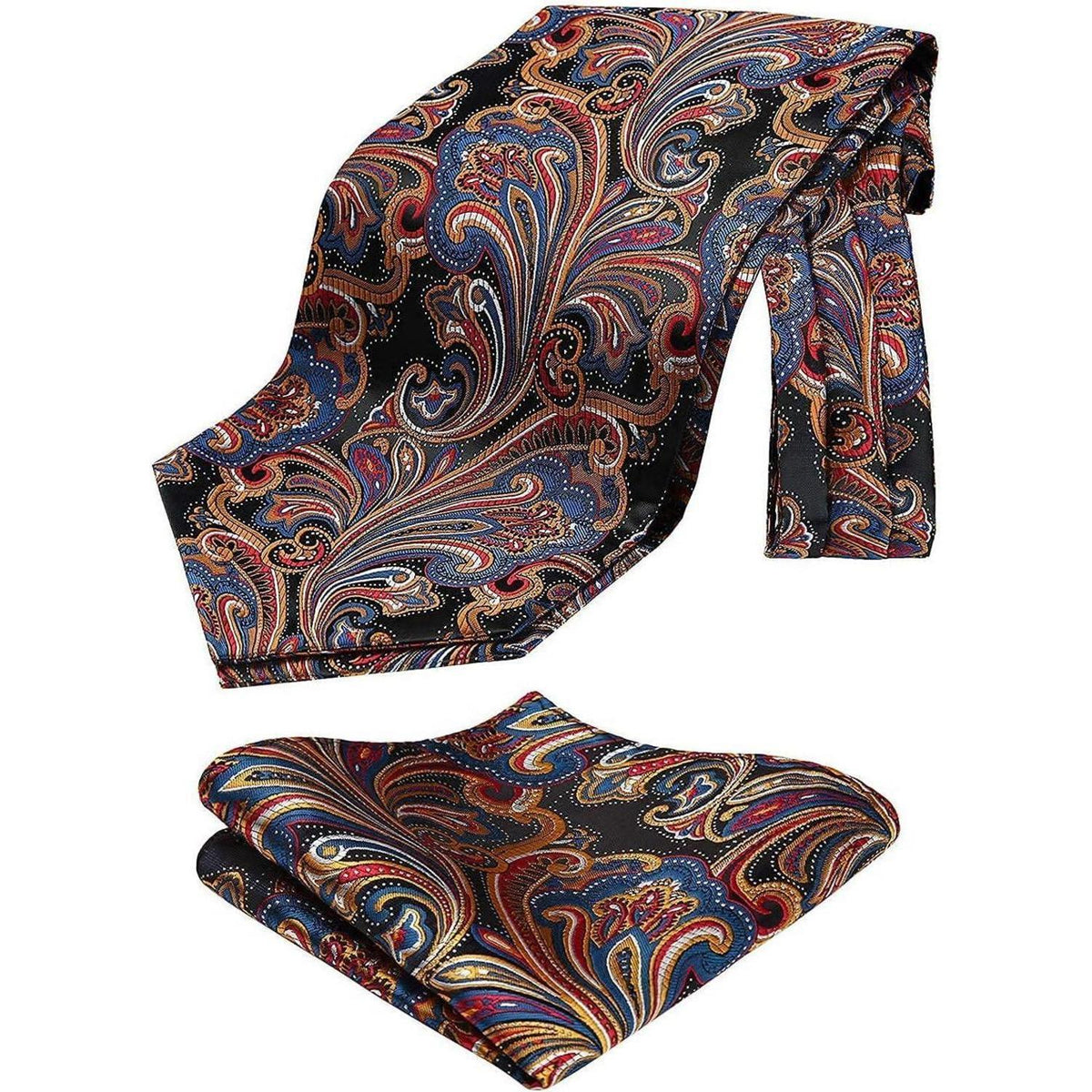 Herren Krawattenschal Paisley Set Orange/Blau