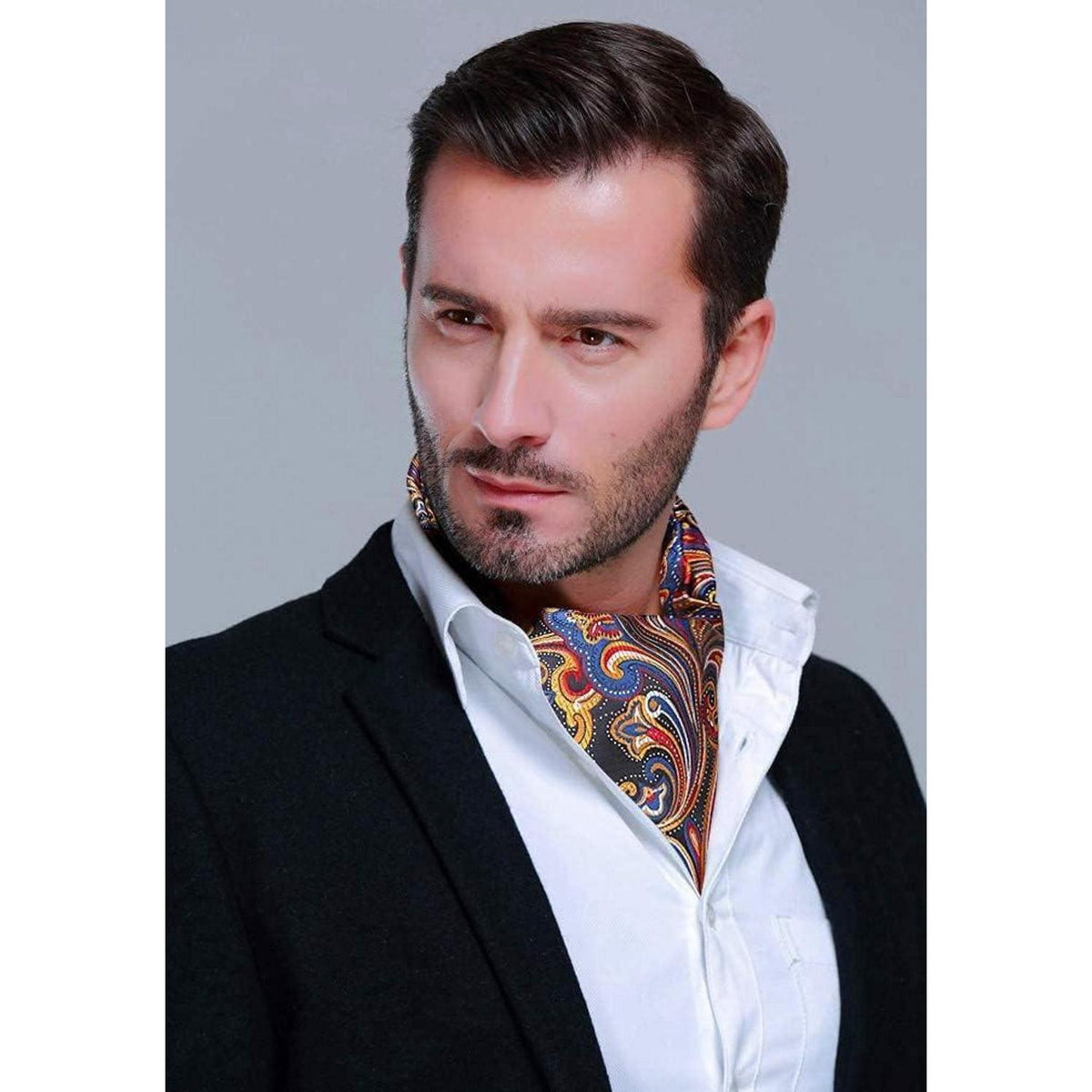 Herren Krawattenschal Paisley Set Orange/Blau