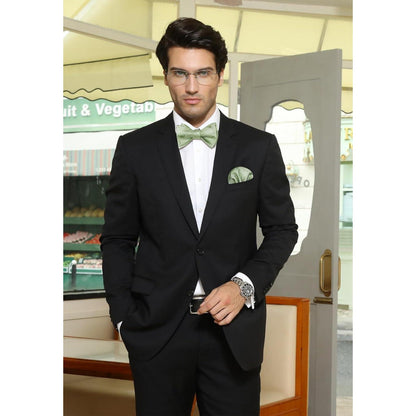 Herren Check Fliege Taschentuch Jacquard Hochzeit Set Blau