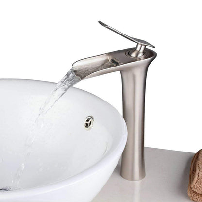 Wasserfall-Waschtischarmatur gebürstet Nickel