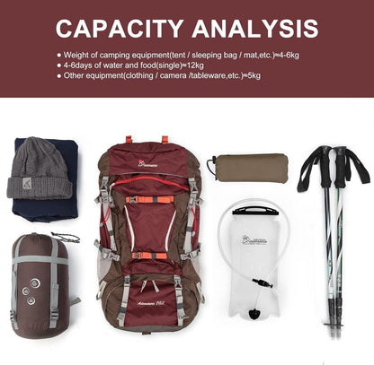 Trekkingrucksack 70L Innenrahmen Wanderrucksack Herren Damen Rot
