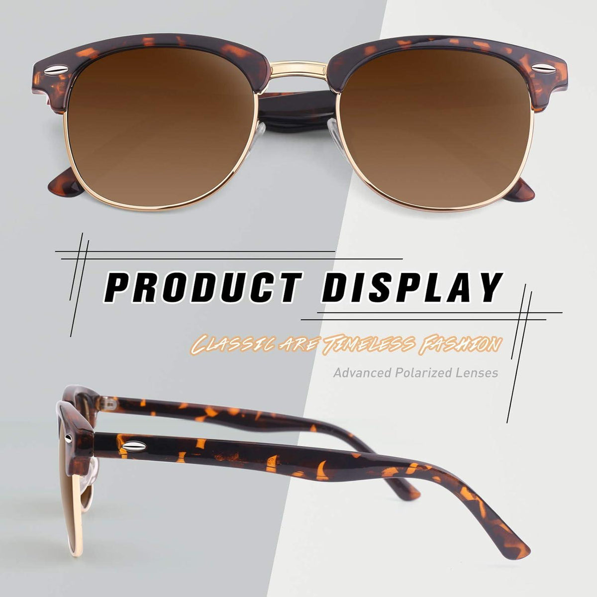 CGID Sonnenbrille Retro Vintage Halbrahmen Polarisiert UV400