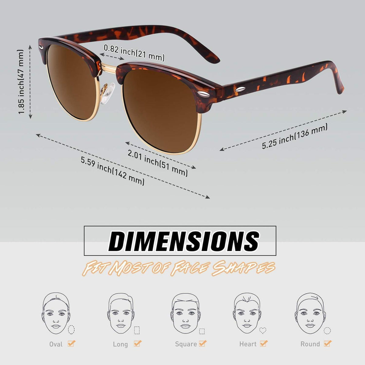 CGID Vintage Polarisierte Sonnenbrille | UV400 Schutz Halbrahmen für Damen & Herren