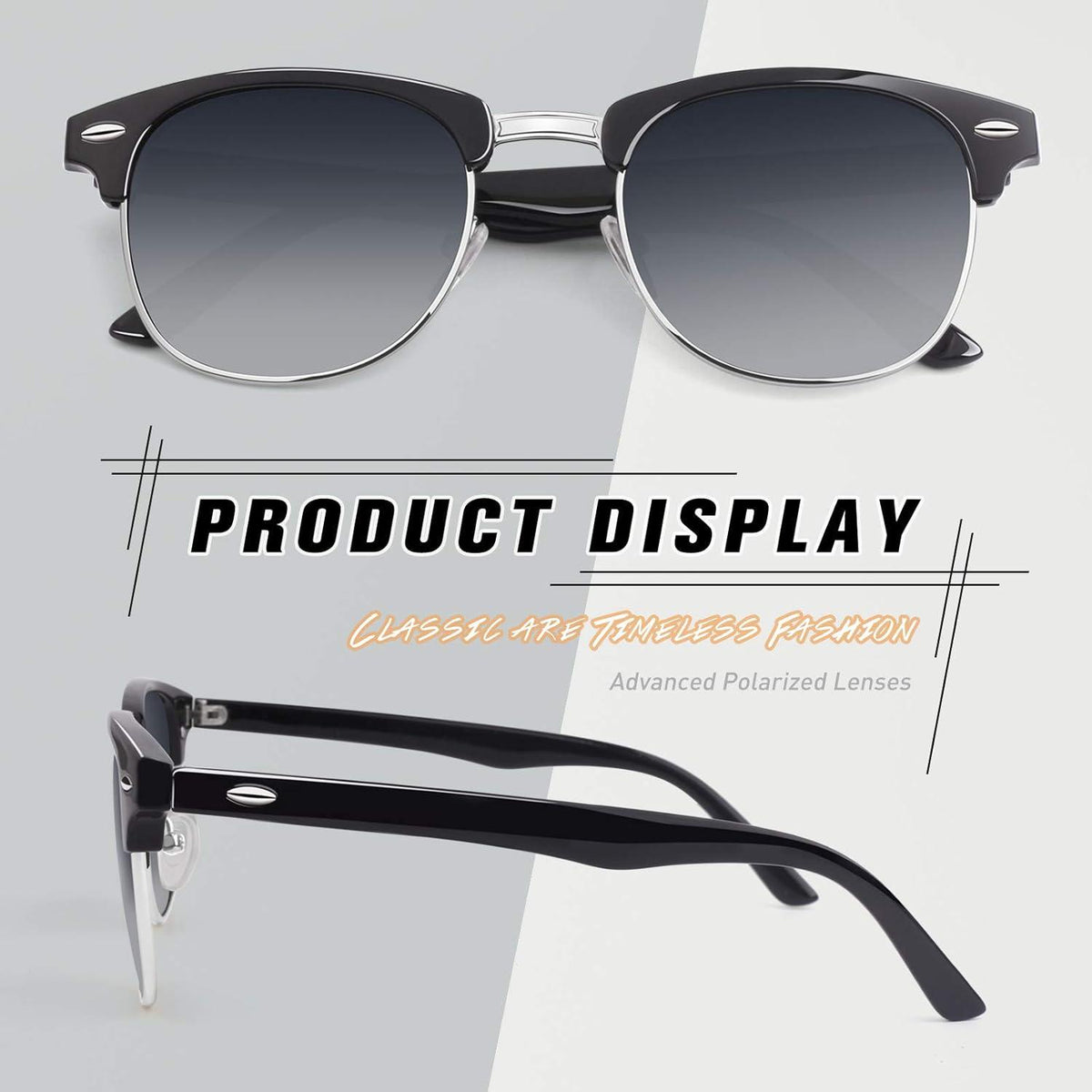 CGID Retro Vintage Sonnenbrille Halbrahmen Polarisiert UV400 Schutz