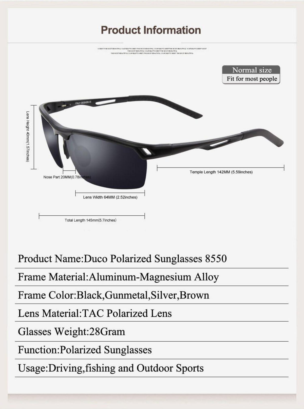 Polarisierte Sportsonnenbrille Herren Al-Mg Ultraleicht 8550