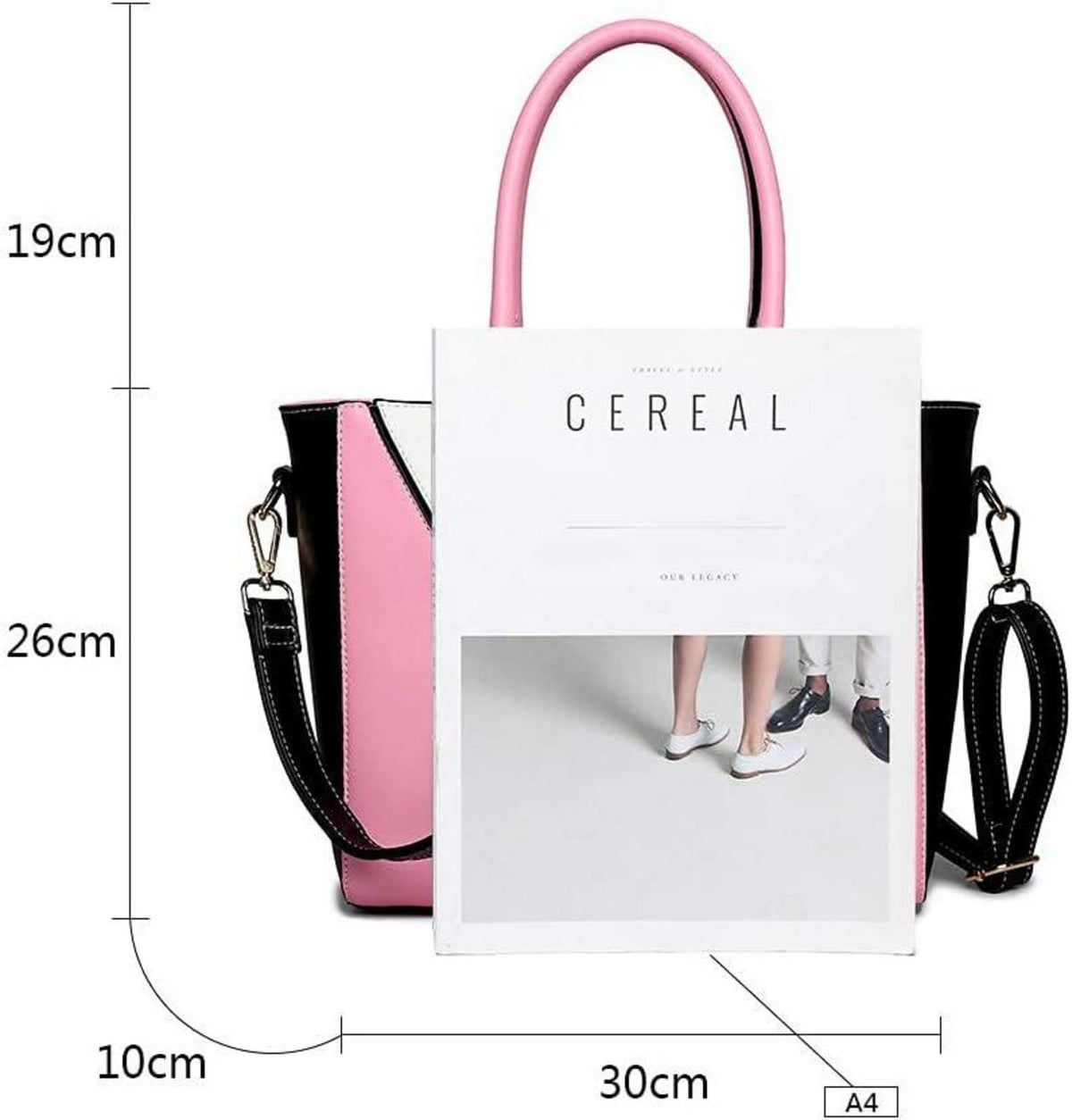 Damen Handtasche Schultertasche Shopper V-Design Rosa Ledertasche