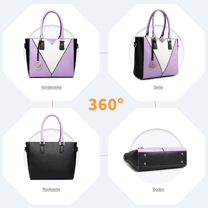 Miss Lulu Damen Handtasche Lila Synthetic Ledertasche