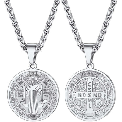 U7 Herren Benediktusmedaille Halskette Silber Kreuzschmuck
