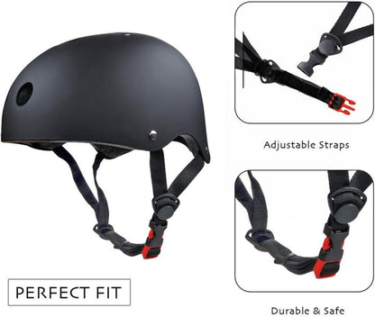 Skate Protektoren Set Helmet Knie Elbow Pads Handgelenkschoner Black