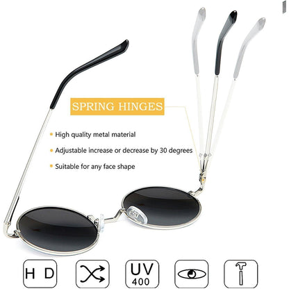 Retro Runde Sonnenbrille Herren Damen Polarisierte Vintage UV400 Silber Grün