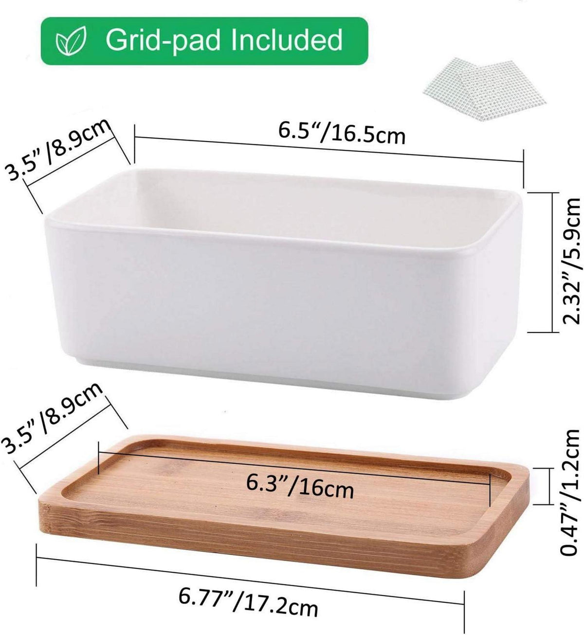 16.5CM Rechteckig Keramik Sukkulenten Töpfe 2er Set