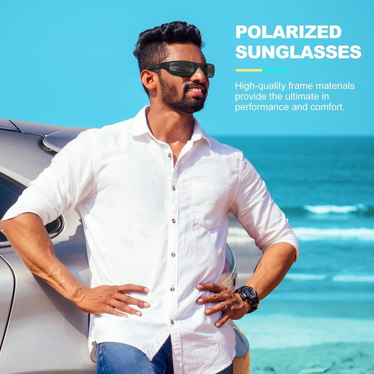Sport-Sonnenbrille Herren Polarisiert UV400 Sportbrille Tr8116 Schwarz Blaue