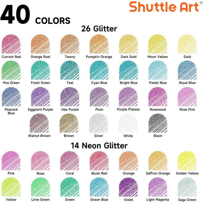 80er Glitzer Gelstifte Set in 40 Farben mit Ersatzminen