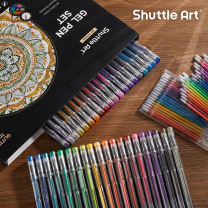 80er Glitzer Gelstifte Set in 40 Farben mit Ersatzminen