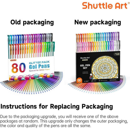 80er Glitzer Gelstifte Set in 40 Farben mit Ersatzminen