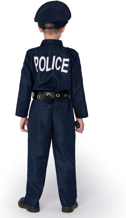 Kinder Polizistenkostüm Rollenspielset Hemd Hose Hut Gürtel Handschellen Holster