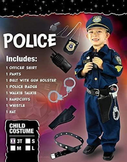 Deluxe Polizistenkostüm Kinder Hemd Hose Hut Gürtel Handschellen
