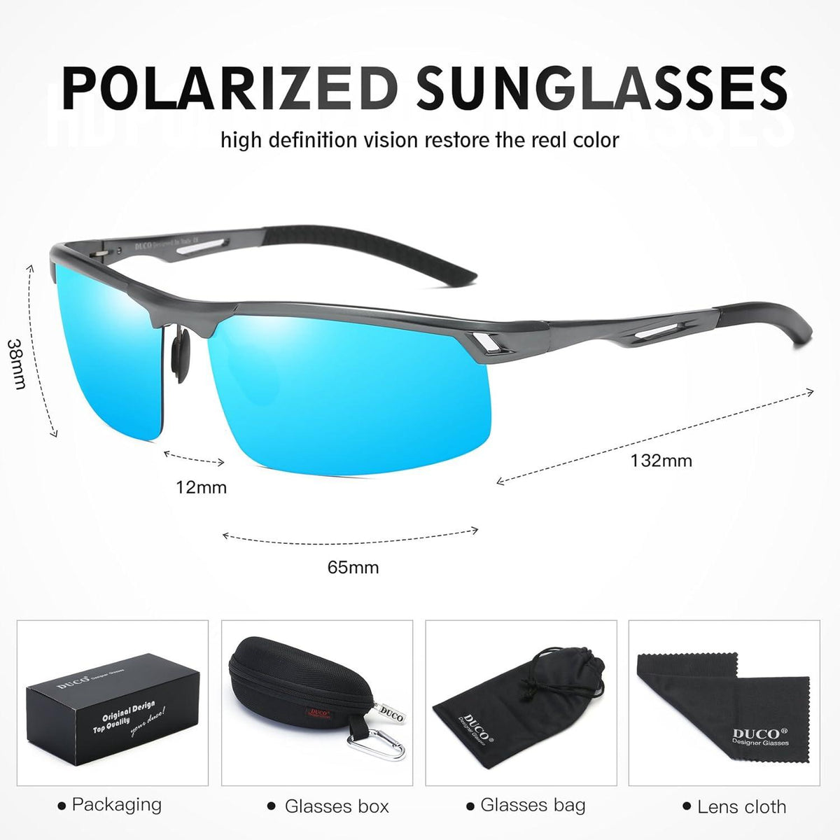 DUCO Polarisierte Sport-Sonnenbrille Herren Retro