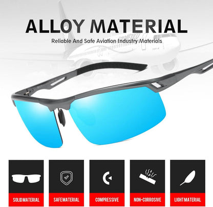 DUCO Polarisierte Retro Sportsonnenbrille Al-Mg Rahmen