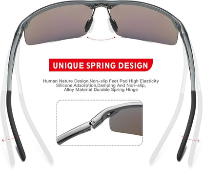 DUCO Polarisierte Sport-Sonnenbrille Al-Mg Rahmen 8550 - Ultraleicht & langlebig