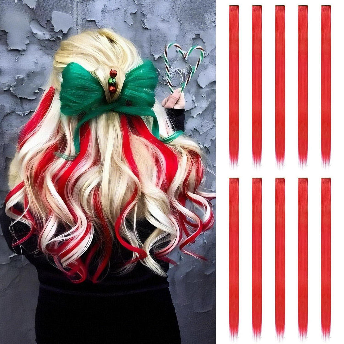 Rote Haarverlängerung Clip-In – 55cm, 10er Set