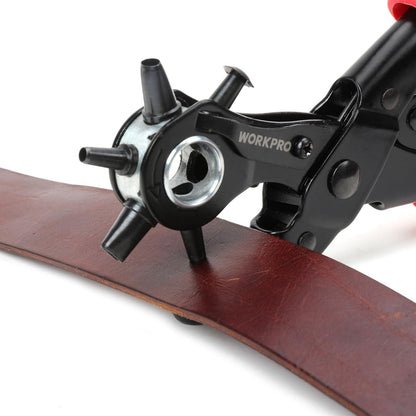 Revolverlochzange Lochzange Leder Gürtel Puncher 255 MM - 6 Stanzgrößen - Ergonomisches Design