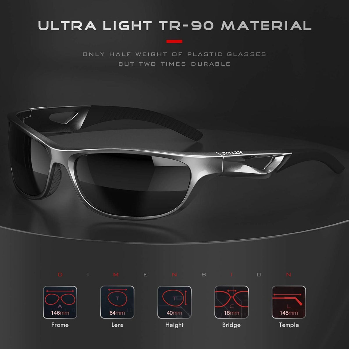 ATTCL Herren Polarisierte Sonnenbrille Sports Golf Laufen Leichter Rahmen