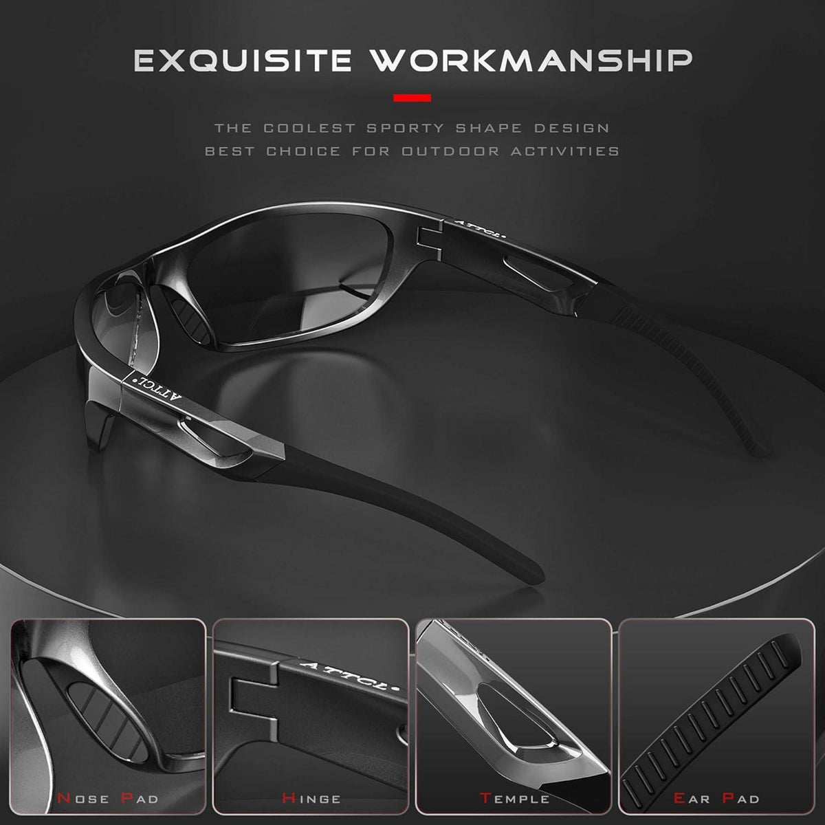 ATTCL Herren Sonnenbrille Polarisiert Sport Golf Running Leichtgewicht UV-Schutz