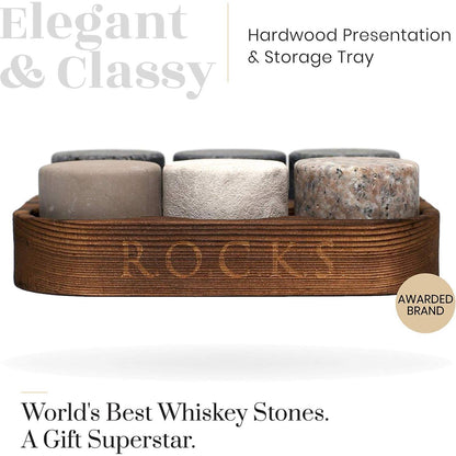 Handgefertigte Premium Whiskey Steine aus Granit 6 Stück