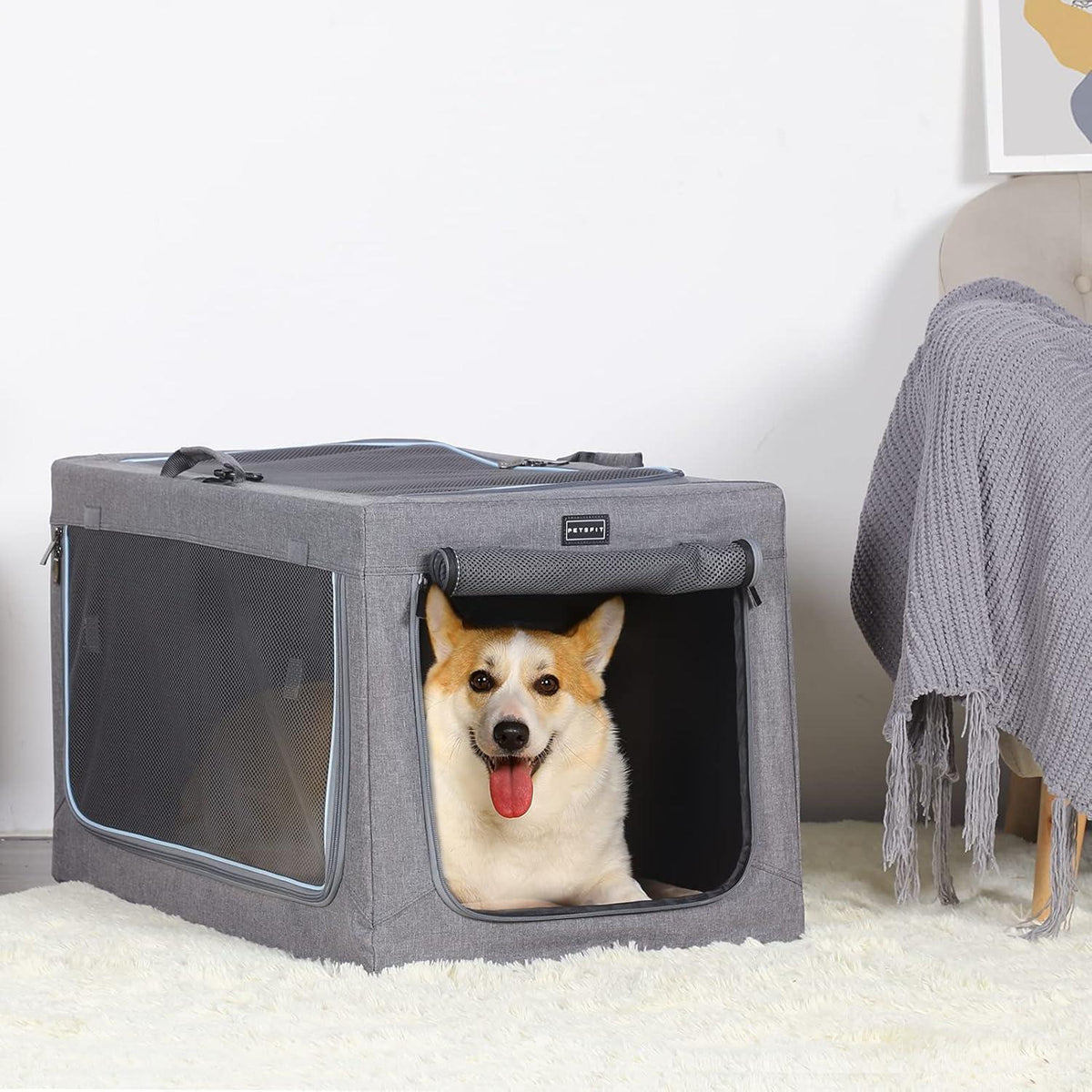 Faltbare Hundebox Grau L – Komfortabler Schlafplatz & Transport
