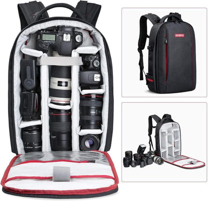 Fotorucksack wasserdicht Kameratasche mit Laptopfach groß schwarz