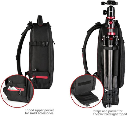 Fotorucksack wasserdicht Kameratasche mit Laptopfach groß schwarz