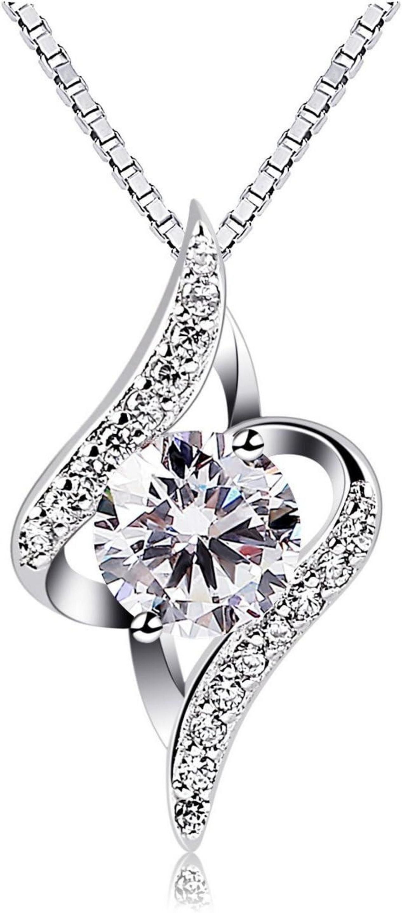 Kette Damen Halskette 925er Silber Anhänger Zirkonia 45cm
