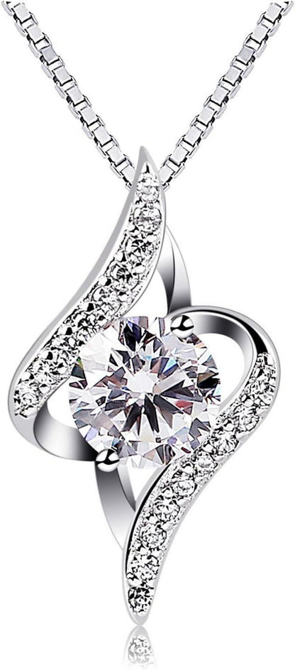 Kette Damen Halskette 925er Silber Anhänger Zirkonia 45cm