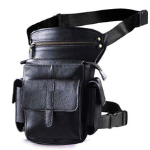 Herren Leder Hüfttasche Gürteltasche Schwarz